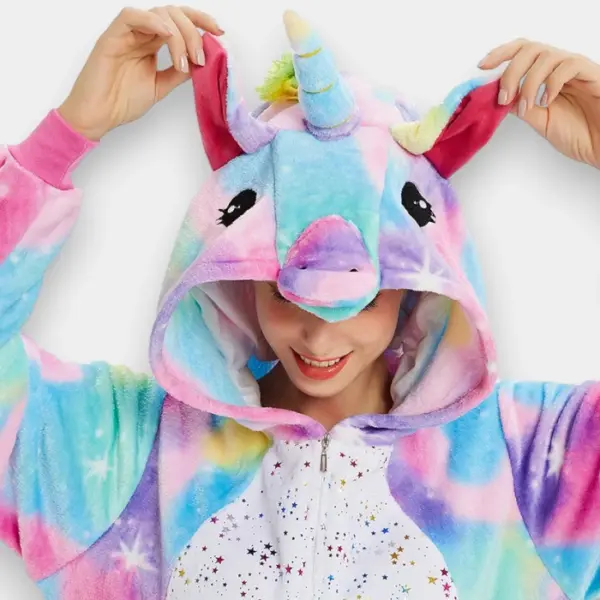 Adult Unicorn Onesie – Cozy Rainbow Hooded Pajamas Costume