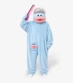 Blue big- mouth monster onesie