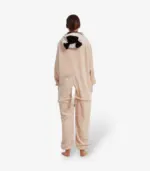 Back view of the fawn puppy sleepwear highlighting the soft attached curly tail.